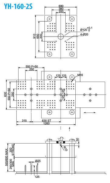 Термопластавтомат YUHDAK YH 160-25 размер плит