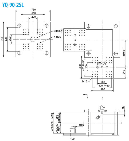 Термопластавтомат YUHDAK YQ 90-25L размер плит