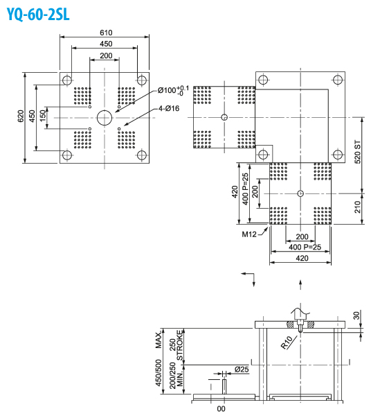 Термопластавтомат YUHDAK YQ 60-25L размер плит