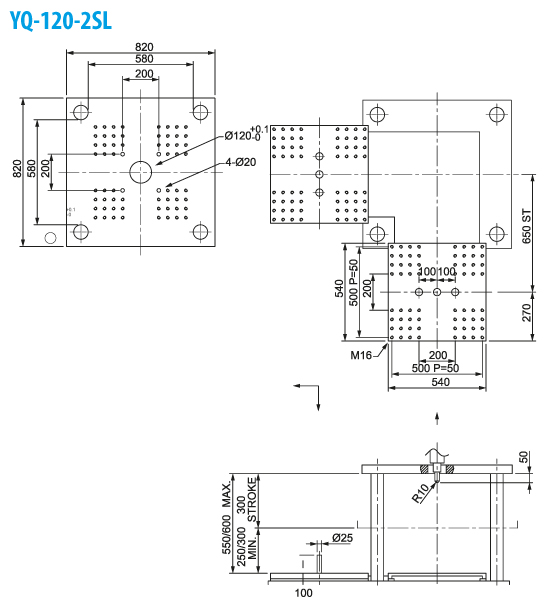 Термопластавтомат YUHDAK YQ 120-25L размер плит