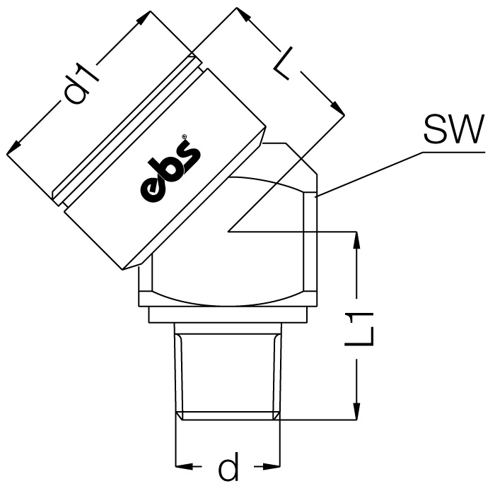 БРС муфта / розетка 45° с наружной резьбой EBS 600