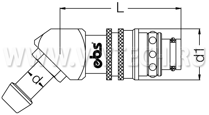 Быстросъемная муфта/розетка 45° под шланг БРС муфта/розетка 45° под шланг Штойбли для воды Staubli RLP