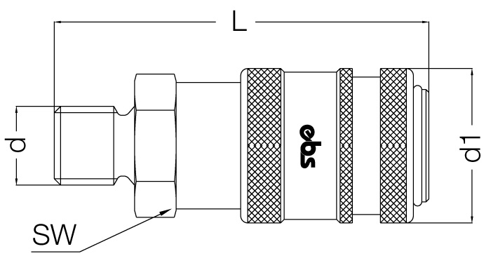 БРС муфта / розетка для воздуха NW 2,7 с внешней резьбой