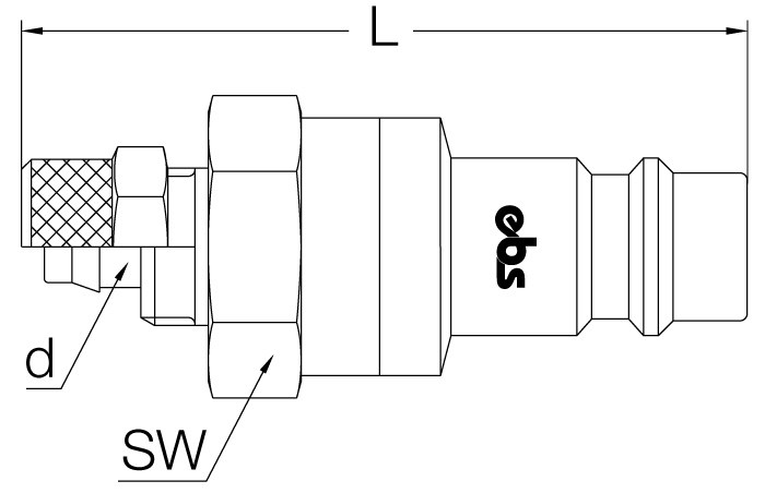 БРС штуцер для пневматики NW 7.8 под шланг с клапаном