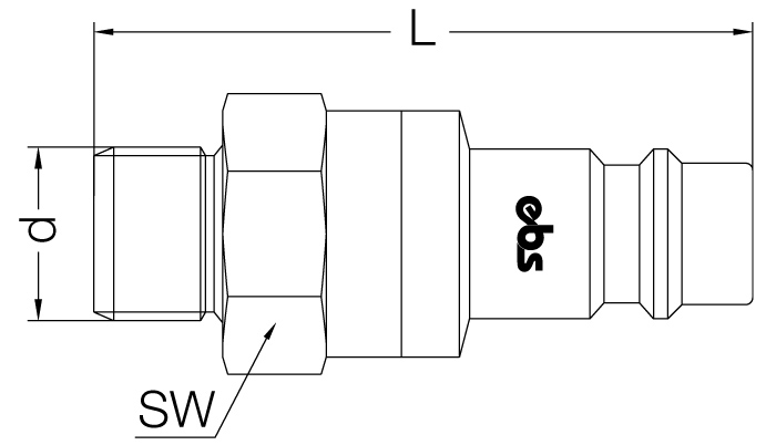 БРС штуцер пневматика NW 7.8 с клапаном и внешней резьбой
