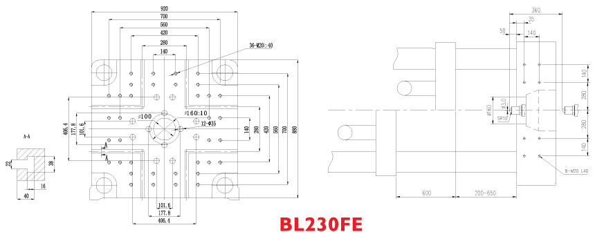 Размеры плит электрического термопластавтомата BOLE BL230FE