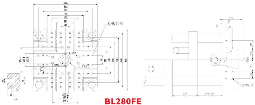Размеры плит электрического термопластавтомата BOLE BL280FE