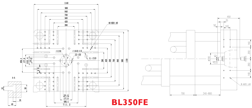 Размеры плит электрического термопластавтомата BOLE BL350FE
